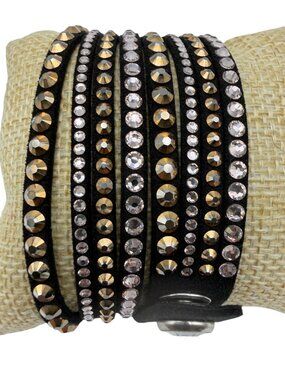 Swarovski Slake Black Crystal Double Wrap Bracelet Adjustable - Retired